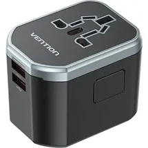 Vention FJCB0 20W Universal-Wandladegerät 1xUSB-C 2xUSB All-in-One Travel Schwarz