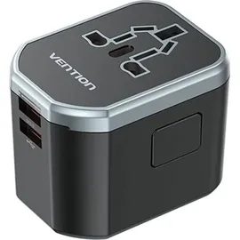 Vention FJCB0 20W Universal-Wandladegerät 1xUSB-C 2xUSB All-in-One Travel Schwarz