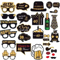 XUOTNG Foto-Requisiten zum 40. Geburtstag, 32 Stück, lustige DIY-Requisiten, Fotokabine, für Party, Fotokabine