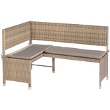 Eckbank Essecke Rattan BREGENZ 148x100cm, Stahl Geflecht grau-beige mit Polster