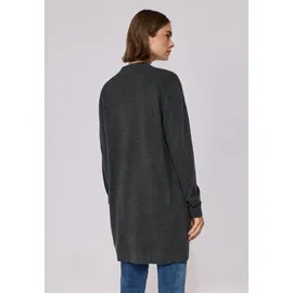 street one studio STREET ONE STUDIO, Damen, Gr. 40, industrial grau meliert, Feinstrick, 30% Polyester, 27% Polyacryl, 23% Polyamid, 20% Viskose, unifarben, regular fit lang, ohne Ausschnitt, Bündchen, Strickjacken Longstrickjacke, aus softem Materialmix