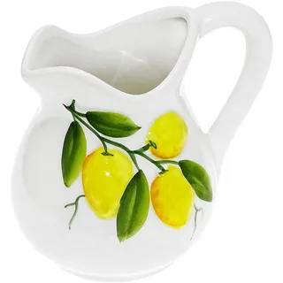 Lashuma Handgemachter Keramik Krug, Milchkanne aus Italienischer Keramik mit Zitronen Reliefdekor, Kännchen Füllmenge 500 ml