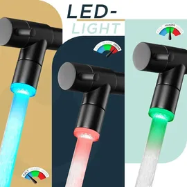 luxuskollektion FORIOUS LED Wasserhahn Küche mit Doppelspray 360° Schwenkbarkeit