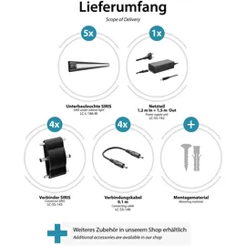 ledscom.de LED Unterbau-Leuchte SIRIS schwarz matt, flach, je 50cm, je 655lm, weiß, 5er Set
