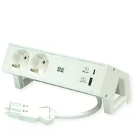 Bachmann DESK2 ALU WHITE 2x Schutzkontakt, USB Charger 22W