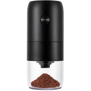 HUSPOO Elektrische Kaffeemühle mit Keramik Kegelmahlwerk, USB Wiederaufladbare Getreidemühle, Tragbare Grobe Einstellbarer Grobheit für Bohnen, Gewürze (Schwarz)