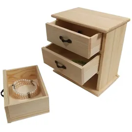 Yudu Holzkästchen Holz Kommode Aufbewahrungsbox Sammelkasten mit 3 Schubladen