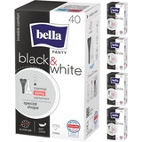 bella Panty Slipeinlagen Slim Black & White 5er Pack (5x40 Stück), ultradünne Slipeinlagen für String-Unterwäsche, zwei Slipeinlagenfarben in einer Packung