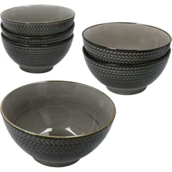Mäser Prospero 6x Salatschale braun Ø16cm 600ml Porzellan Beilagen Schüssel