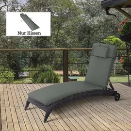 Outsunny Liegenauflage Gartenliege mit Kopfkissen 198 x 53 x 5 cm Grau