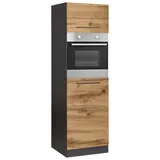 KOCHSTATION Backofen/Kühlumbauschrank »KS-Tulsa«, 60 cm breit, 200 cm hoch, mit Nischenmaß 88 cm, braun