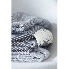 Schöner Wohnen Plaid Tebas, Dunkelgrau, Beige, Textil, Graphik, 140x200 cm Fransen, Wohntextilien, Decken, Plaids