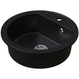 Manestein Spülbecken, Rund Küchenspüle Ø51 cm aus Granit, Einbauspüle, Einzelbecken mit Siphon, Fleckenbeständig und Pflegeleicht, 1 Becken,
