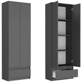 home collective Kleiderschrank mit 2 Türen, 3 Einlegeböden, 1 Schublade Anthrazit – 60x35x180 cm Schlafzimmer, Kleiderschränke