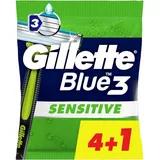 Gillette Gilette Blue3 Sensitive Einweg Rasierklingen für Männer, 5 Stück