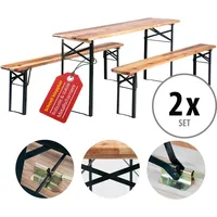 2x Bierzeltgarnitur Festzeltgarnitur Biertischgarnitur Bierbank Biertisch Holz