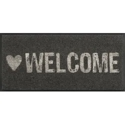 Läufer "Warmly Welcome", grau, B:35cm H:7mm L:75cm, Polyamid, WASH+DRY BY KLEEN-TEX, Teppiche