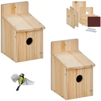 Relaxdays Nistkasten Bausatz für Vögel, 2er Set, Hellbraun,