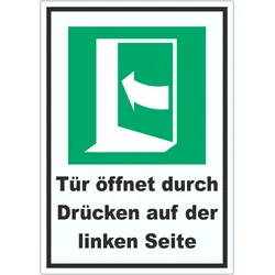 Tür öffnet durch Drücken auf der linken Seite Aufkleber A3 (297x420mm)