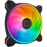 Cooler Master MasterFan MF140 Halo2 – Gehäuselüfter, adressierbare Dual-Ring-RGB-Beleuchtung, Rifle-Lager, vergrößerte Luftausgleichsblätter mit Stausensorschutz und verbesserter Treiber-IC, Schwarz