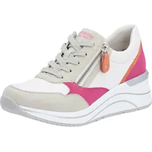 REMONTE Damen D0T01 Sneaker, Hellgrau/Weiss/Magenta/Orange / 81, 38 EU Weit