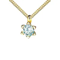 JEVELION Kette mit Anhänger Blume Zirkonia Silber vergoldet - Made in Germany (Blumenkette, für Damen), Mit Panzerkette - Länge wählbar 36 - 70 cm.