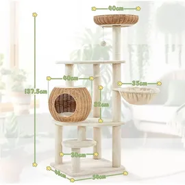 Yaheetech Kratzbaum 137,5 cm beige