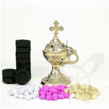 Nklaus Stand-Weihrauch-Gefäß mit Griff Messing Handarbeit Geschenk 2933