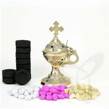 Nklaus Stand-Weihrauch-Gefäß mit Griff Messing Handarbeit Geschenk 2933