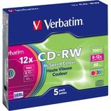 Verbatim CD-RW 700MB 12x Hi-Speed Colour 5er Slimcase