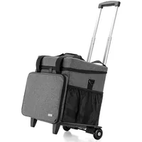 Luxja Rolling Teacher Tragetasche mit Bodenstützpolster, multifunktionale Lehrertasche mit abnehmbarem Dolly (patentiertes Design), grau, Modern