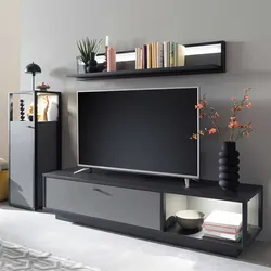 Wohnzimmeranbauwand mit TV Platz 50 cm tief (dreiteilig)