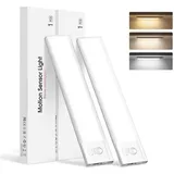 Fanttik LED Unterbauleuchte Schrankbeleuchtung mit Bewegungsmelder 3 Farbmodi Dimmbar, Unterbauleuchte küche 66 LED Schranklicht Schrankleuchte, LED fest integriert, Warmweiß, Neutralweiß, Kaltweiß, Nachttischlampe Wiederaufladbar Für Kleiderschrank,Unterschrank,Treppe