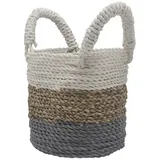 Bali-Homedecor Dekokorb Korbset aus Seegras - Grau / Natur / Weiß