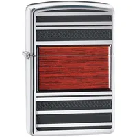 Zippo Feuerzeug 60001313 Steel und Wood Benzinfeuerzeug, Messing, Edelstahloptik, 1 x 3,5 x 5,5 cm