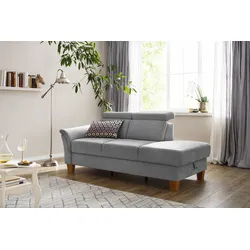Recamiere HOME AFFAIRE "Conville", grau, B:194cm H:84cm T:93cm, 100% Polyester, Sofas, Longchair, incl. Kopfteilverstellung, Federkern, wahlweise mit Bettkasten