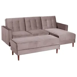 58 aufm Kessel FUNKTIONSSOFA mit Hocker Katunia Samtvelours rosé | Gr.: onesize