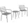 Outsunny 3tlg. Bistroset Gartenmöbel Set mit 1 Couchtisch, 2 Stapelbaren Stühlen, Balkon-Set, Sitzgruppe für Balkon, Terrasse, Stahl, Hellgrau