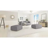 s-style möbel Moderner Fußhocker Porto Aus Hellgrau Cord Mit Weichem Sitz