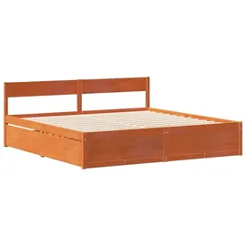 vidaXL Massivholzbett 180 x 200 cm Wachsbraun