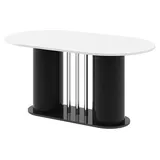 Design Esstisch HCE-111 Oval Hochglanz ausziehbar Tisch Esszimmer rund - Weiß