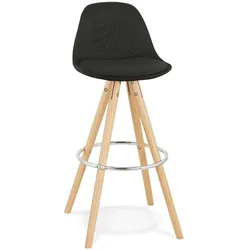 Barstuhl Holz & Textil | 75 cm hoch | Robust Komfortabel Platzsparend | Schwarz & Natur | Küchenhocker | Kadima Design