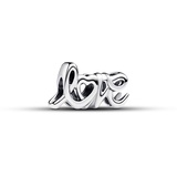PANDORA Moments Handgeschriebenes Liebe Charm aus Sterling Silber, Kompatibel Moments Armbändern, 793055C00
