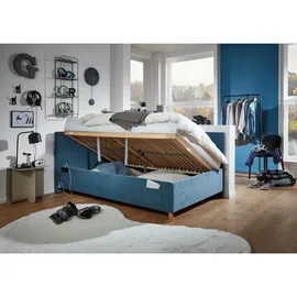 Meise Möbel meise.möbel Polsterbett Cool mit Lattenrost Cord blau Ocean 90 x 200 cm