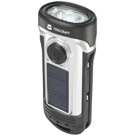 TOOLCRAFT TO-8602005 LED Taschenlampe IPX8 (wasserdicht), mit Notlicht-Funktion solarbetrieben, dynamobetrieben 20 lm 176 g