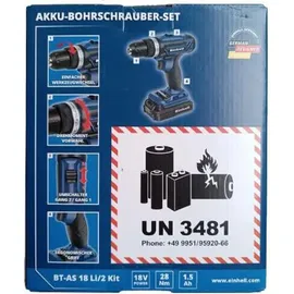 Einhell Akku-Bohrschrauber-Set BT-AS 18 Li/2 Kit