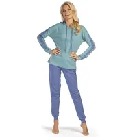 Consult-Tex Damen Pyjama Freizeitanzug Hausanzug Homewear Suit Jogginganzug Baumwolle/PE mit Kapuze und kontrastfarbigen Streifeneinsatz DW200_48/50 - 48-50