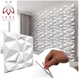 IKHEMalarka 3D Wandpaneel Selbstklebend 3D Paneele, PVC Kunststoffpaneele, BxL: 50,00x50,00 cm, 0,25 qm, (1 Stück, 0,25 m) Wandpaneele Gaming Zimmer Wand Decke weiß