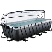 EXIT TOYS Black Leather Pool 540 x 250 x 122 cm inkl. Sandfilterpumpe, Abdeckung und Wärmepumpe