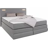 Collection AB Boxspringbett COLLECTION AB "Ninoni", grau (hellgrau), B:195cm L:210cm, Komplettbetten, Boxspringbett, inkl. Bettkasten, Topper und wahlweise mit LED-Beleuchtung